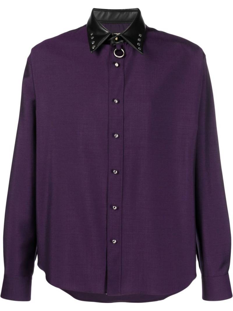 Roberto Cavalli leather collar front-button shirt - Purple von Roberto Cavalli