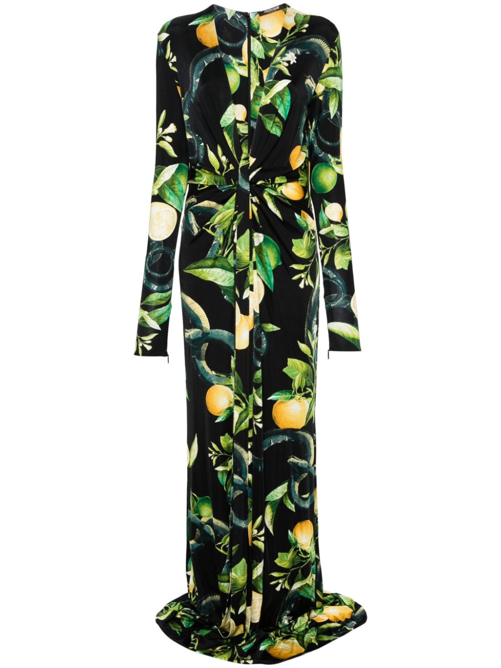 Roberto Cavalli lemon-print jersey maxi dress - Black von Roberto Cavalli