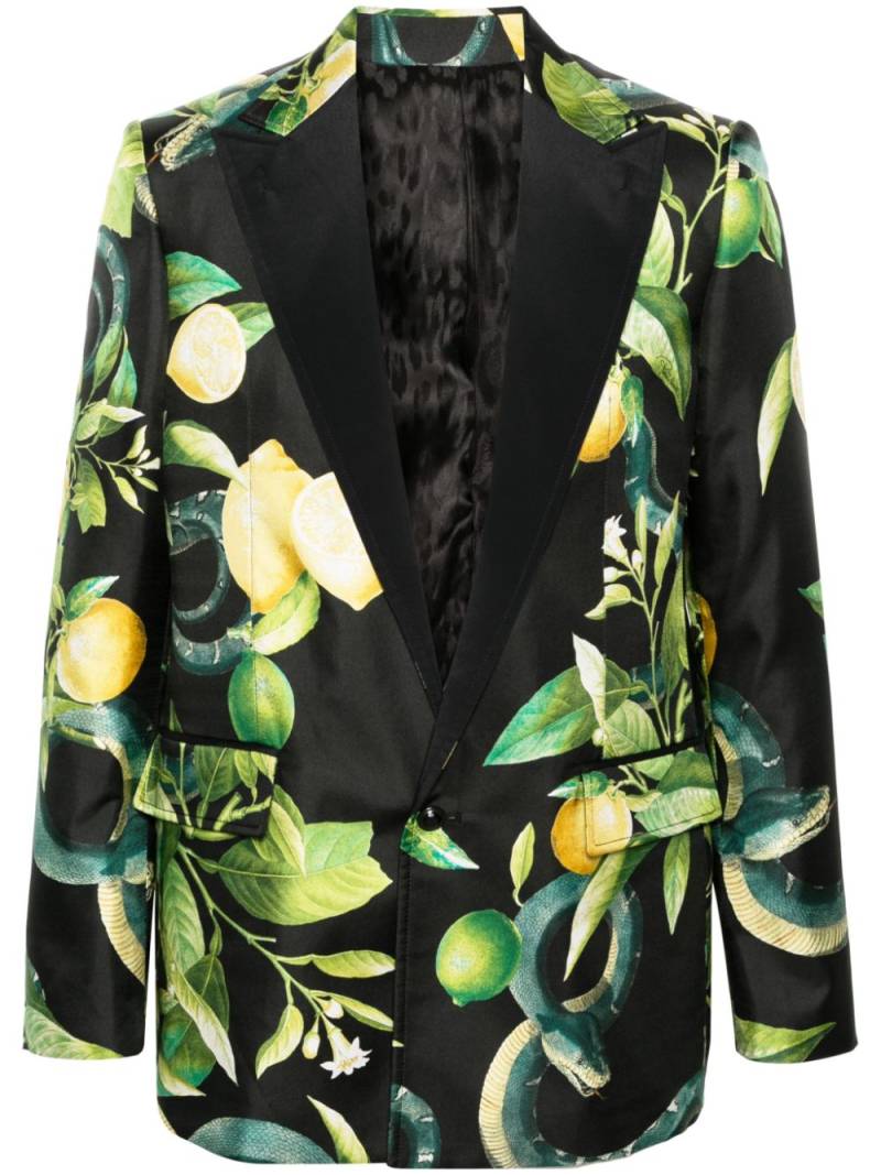 Roberto Cavalli lemon-print silk blazer - Black von Roberto Cavalli