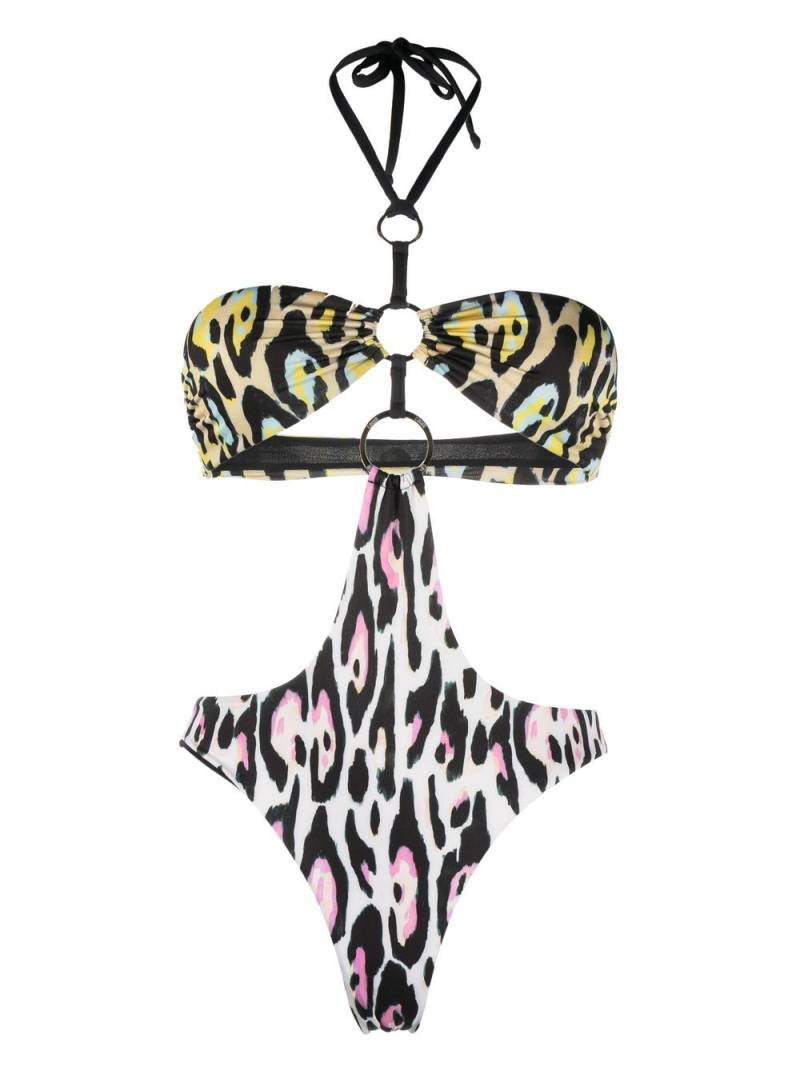 Roberto Cavalli leopard-print cut-out swimsuit - White von Roberto Cavalli