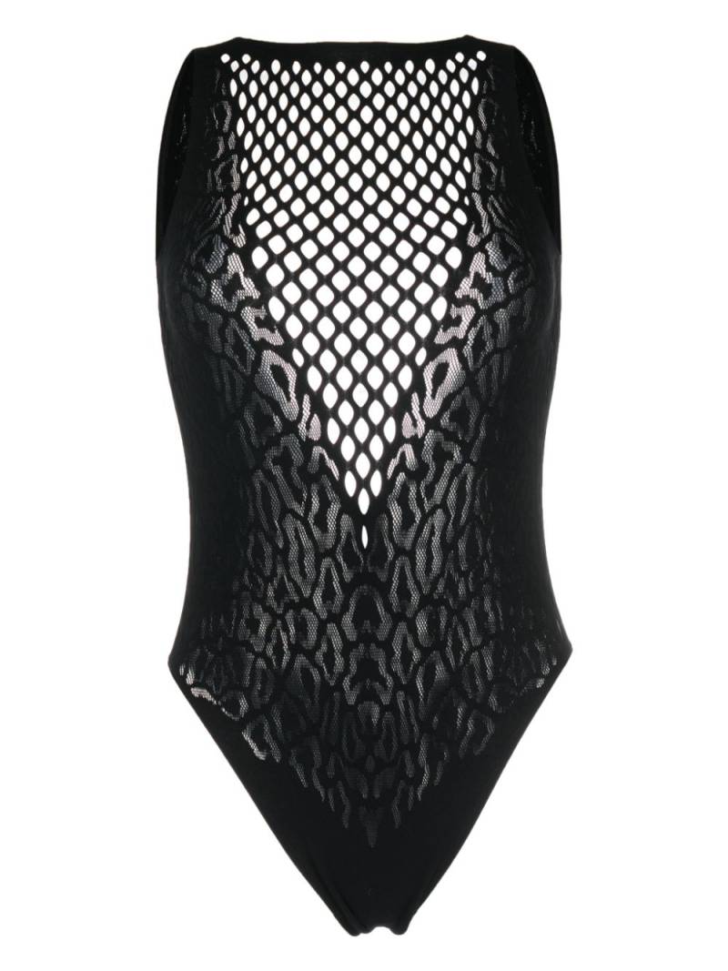 Roberto Cavalli leopard-print open-back swimsuit - Black von Roberto Cavalli