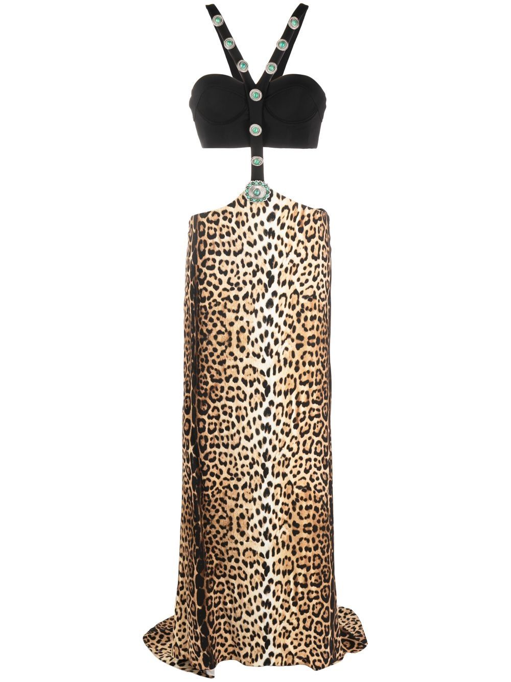 Roberto Cavalli leopard-print panelled maxi dress - Black von Roberto Cavalli