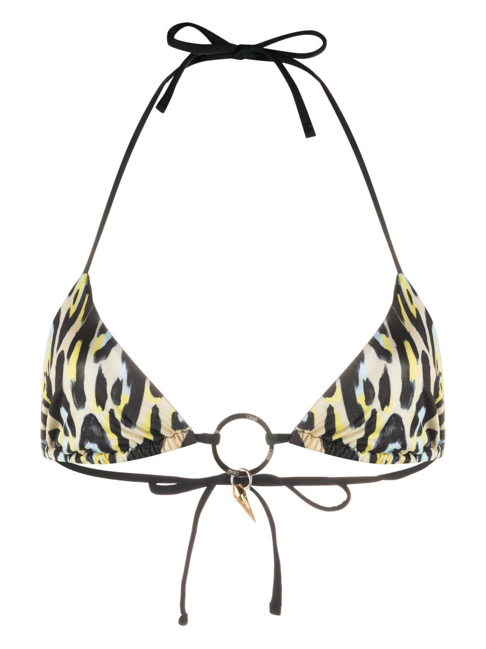 Roberto Cavalli leopard-print teeth-pendant bikini top - Black von Roberto Cavalli