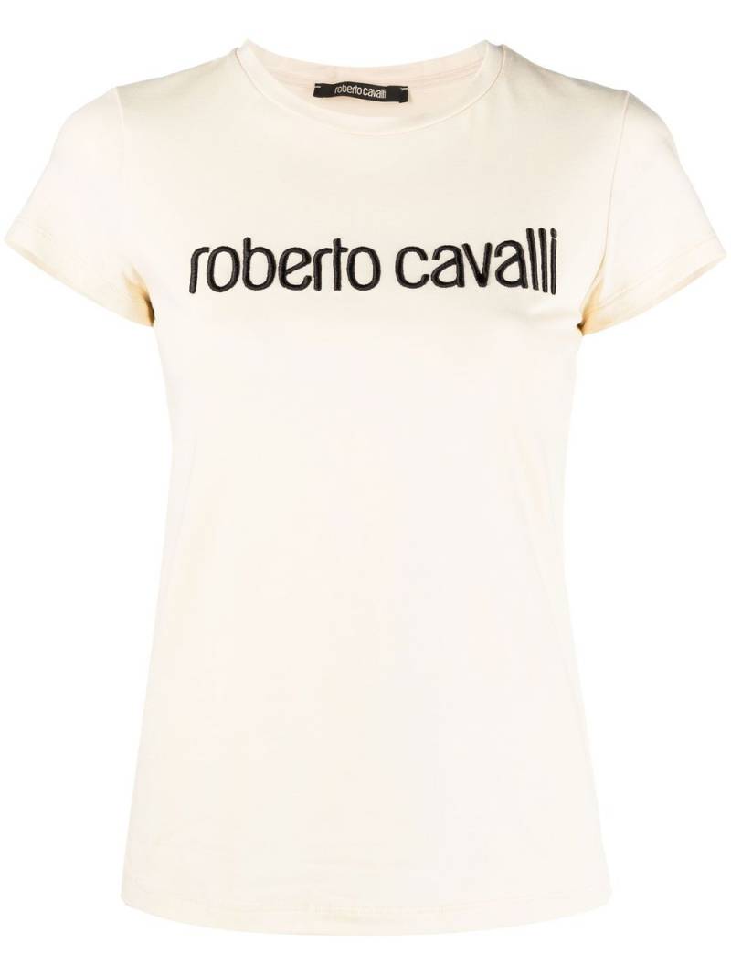 Roberto Cavalli logo-embroidered T-shirt - Neutrals von Roberto Cavalli