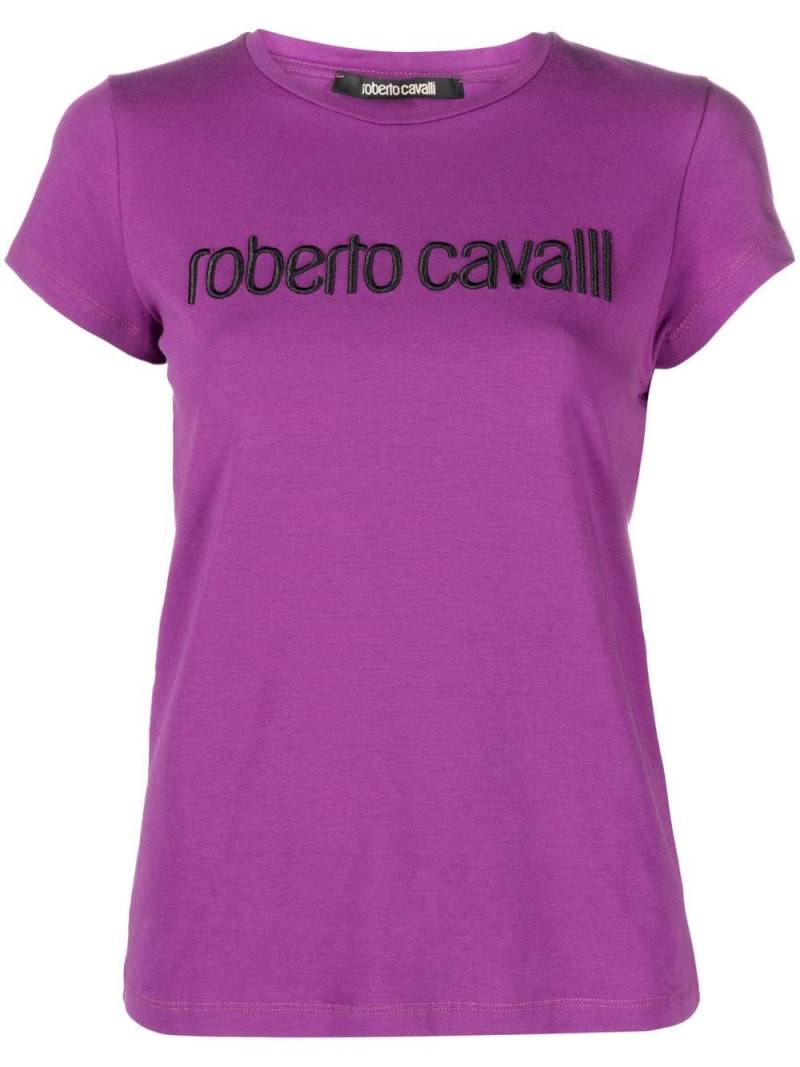 Roberto Cavalli logo-embroidered T-shirt - Purple von Roberto Cavalli