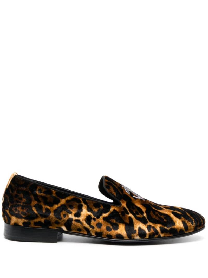 Roberto Cavalli logo-embroidered leather loafers - Black von Roberto Cavalli