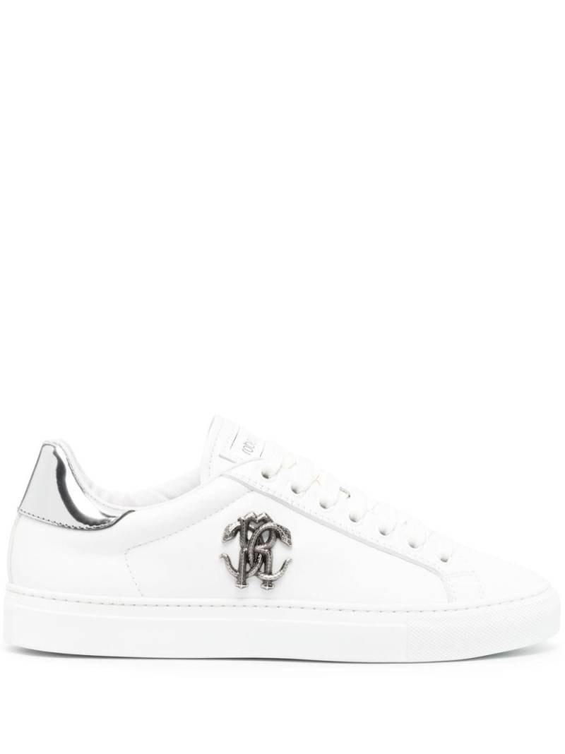 Roberto Cavalli logo-plaque leather sneakers - White von Roberto Cavalli