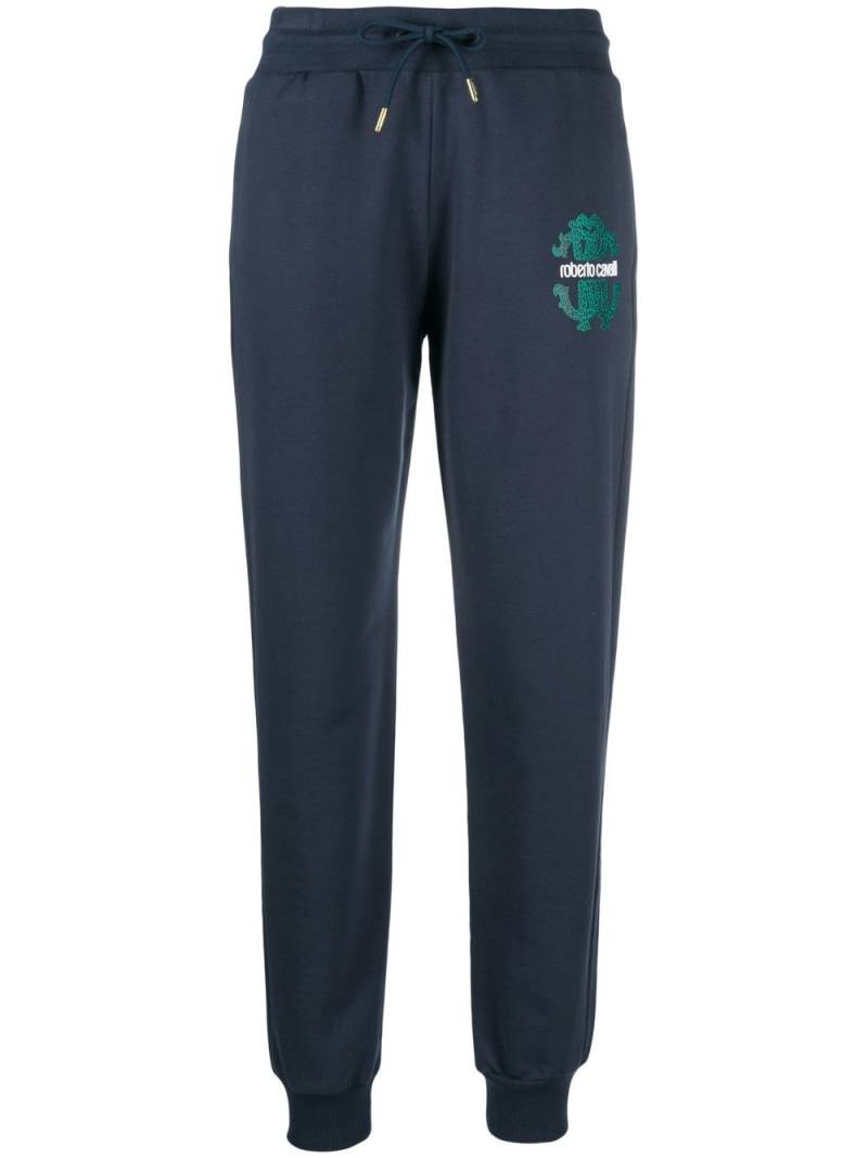 Roberto Cavalli logo-print track pants - Blue von Roberto Cavalli