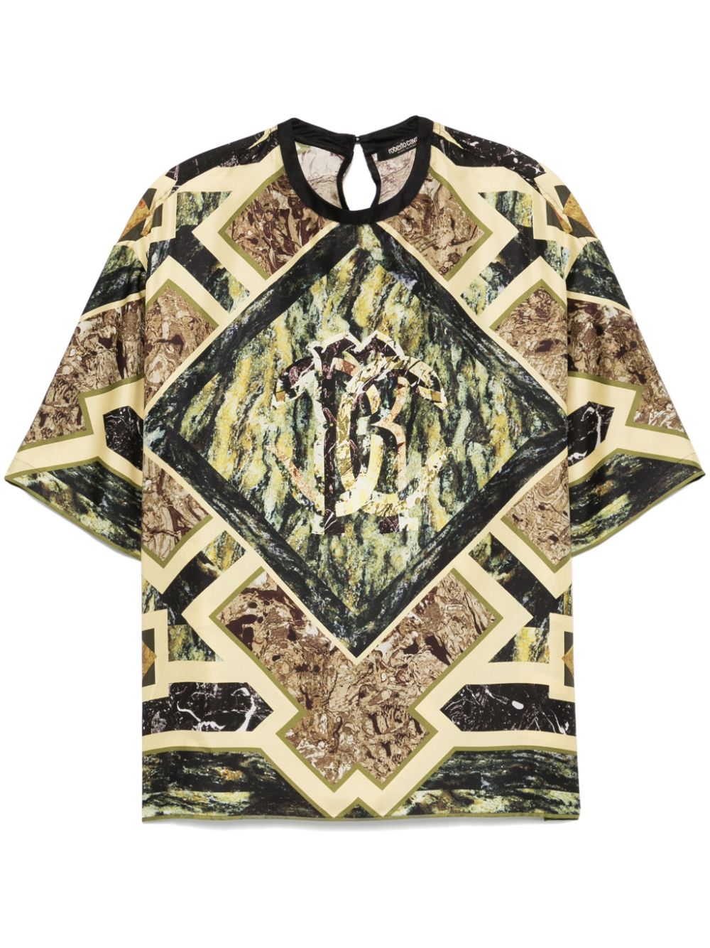 Roberto Cavalli marble-print T-shirt - Green von Roberto Cavalli