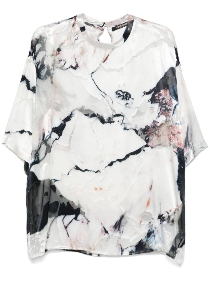 Roberto Cavalli marble-print blouse - White von Roberto Cavalli