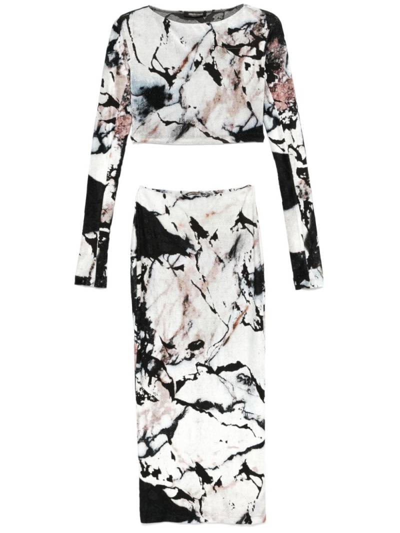 Roberto Cavalli marble-print skirt set - Neutrals von Roberto Cavalli