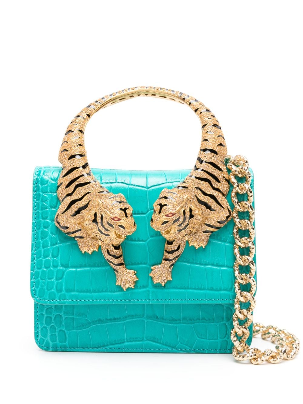 Roberto Cavalli medium Roar leather tote bag - 04008 PETROLIO von Roberto Cavalli