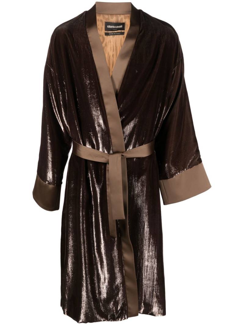 Roberto Cavalli metallic-effect kimono jacket - Brown von Roberto Cavalli