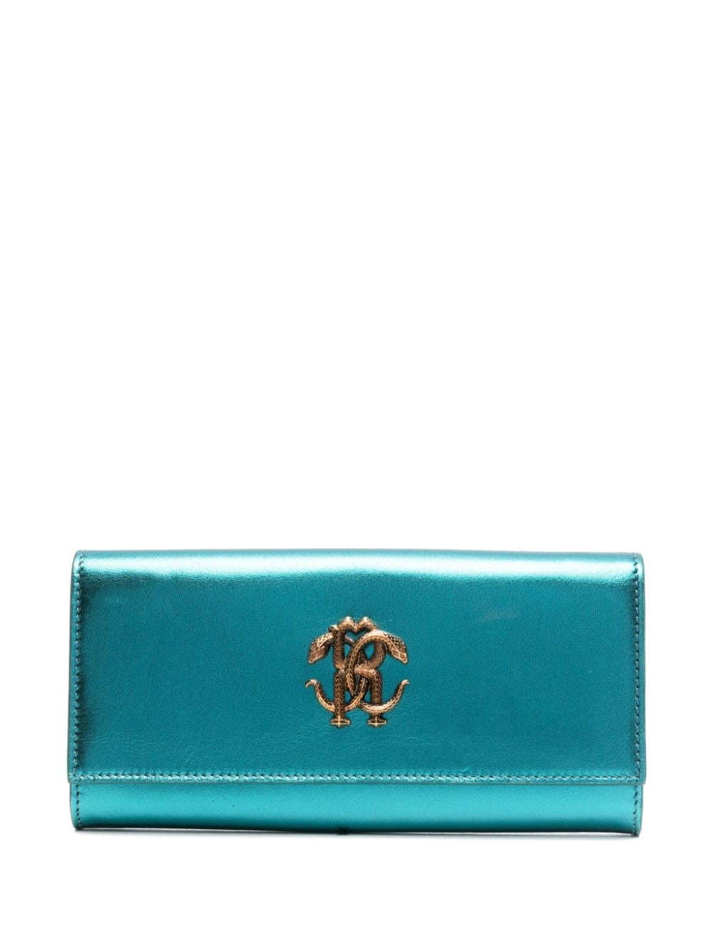 Roberto Cavalli monogram-plaque leather wallet - Blue von Roberto Cavalli