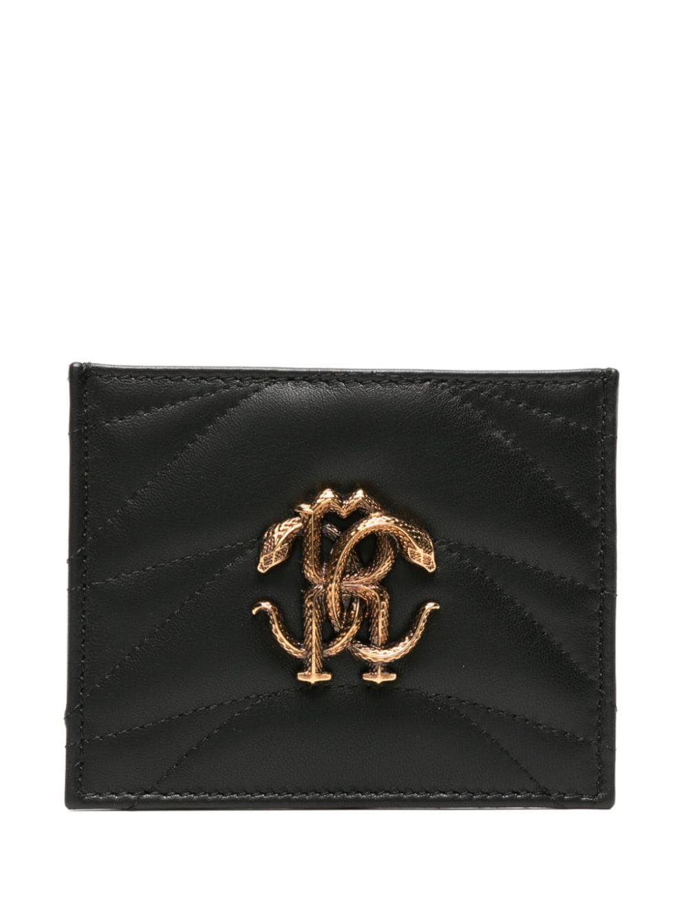 Roberto Cavalli monogram-plaque quilted cardholder - Black von Roberto Cavalli