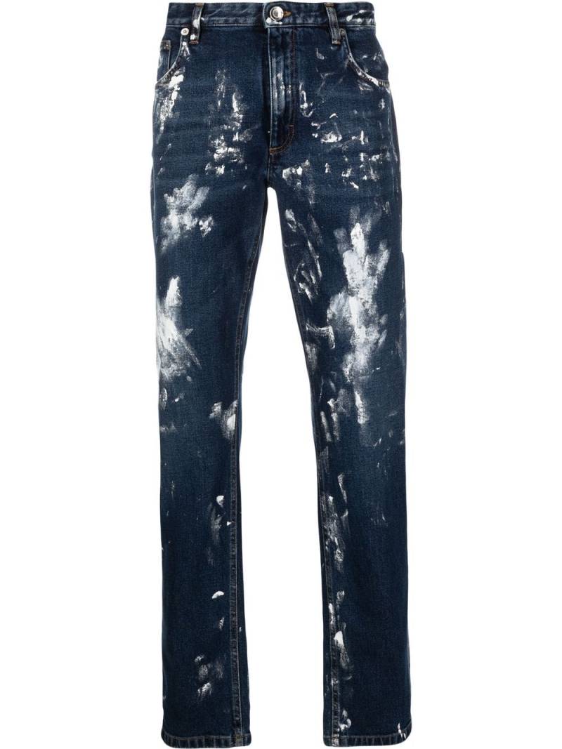 Roberto Cavalli paint-splatter slim jeans - Blue von Roberto Cavalli