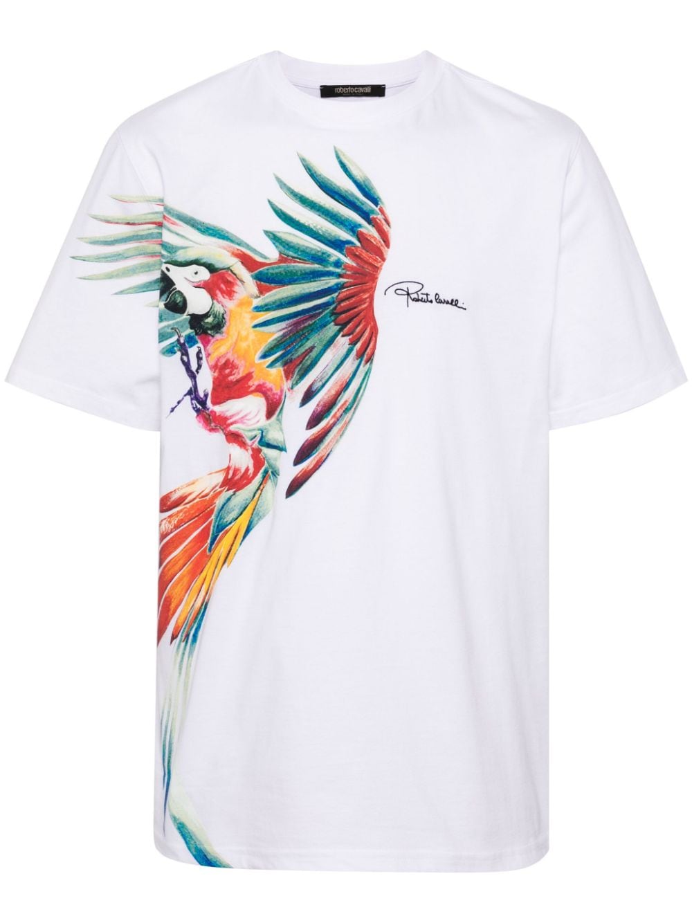 Roberto Cavalli parrot-print cotton T-shirt - White von Roberto Cavalli