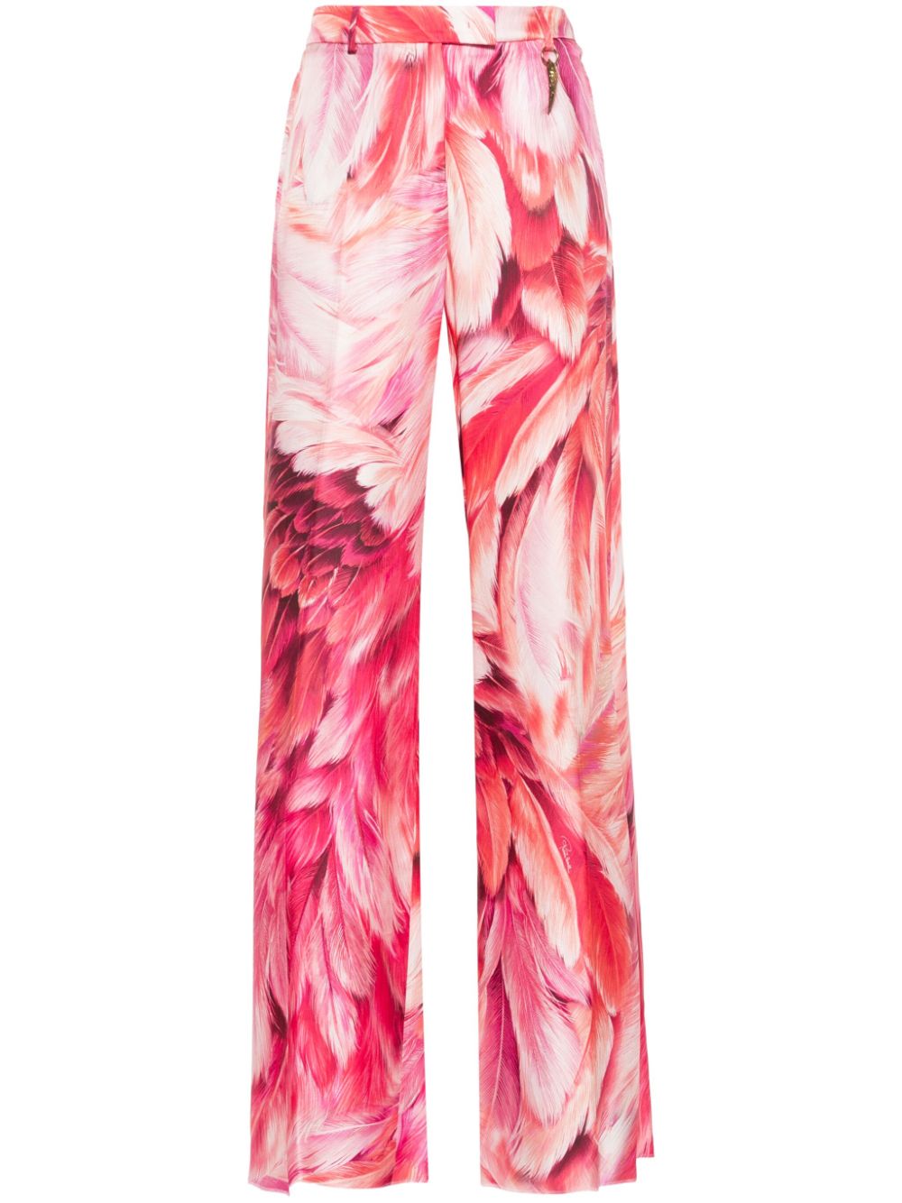 Roberto Cavalli plumage-print palazzo pants - Pink von Roberto Cavalli