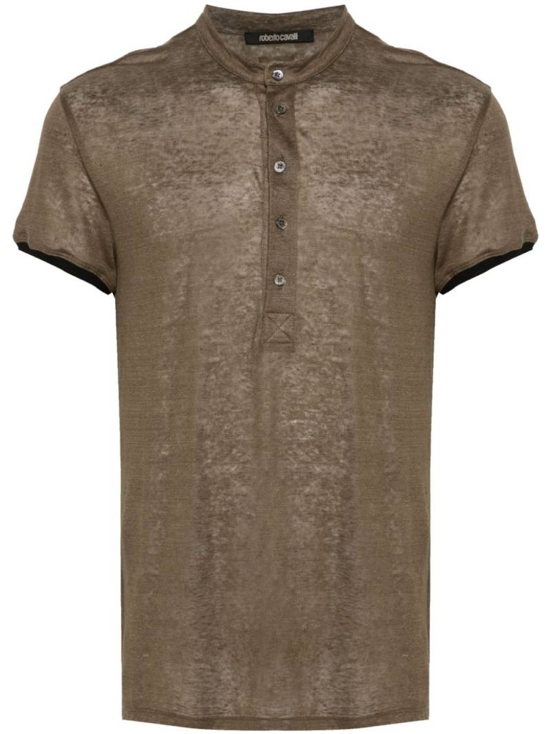 Roberto Cavalli semi-sheer cotton polo shirt - Brown von Roberto Cavalli