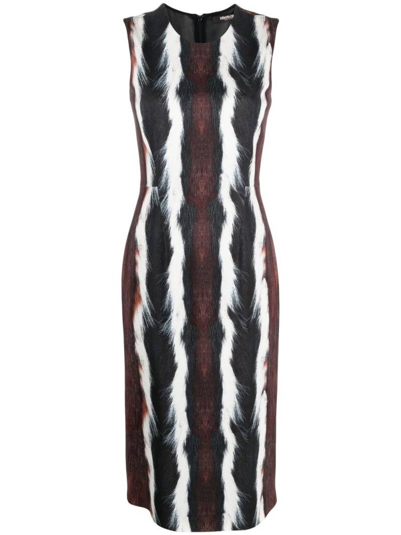 Roberto Cavalli sleeveless fur-print midi dress - Brown von Roberto Cavalli