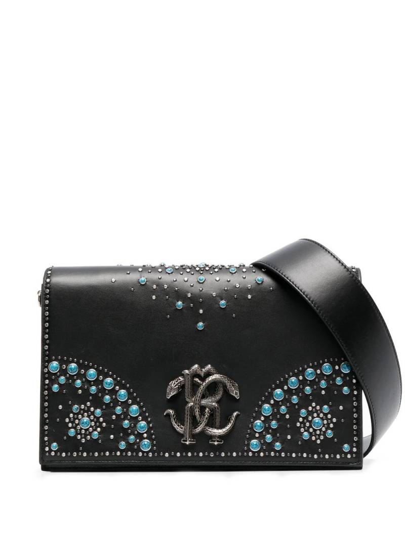 Roberto Cavalli snake-logo leather shoulder bag - Black von Roberto Cavalli