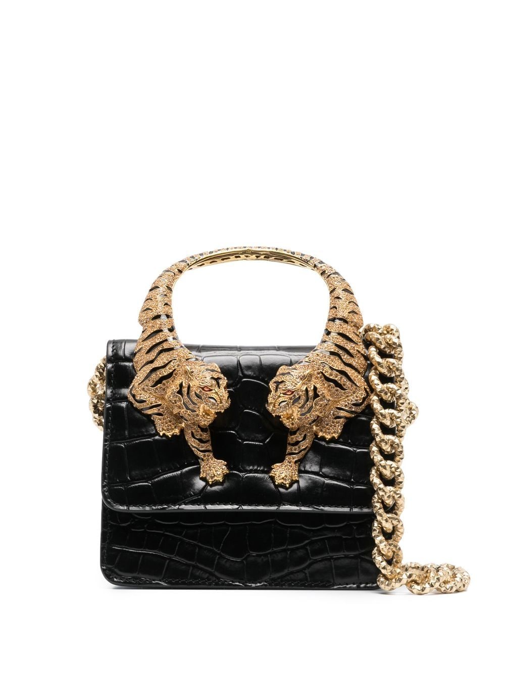 Roberto Cavalli tiger handle two-way mini bag - Black von Roberto Cavalli