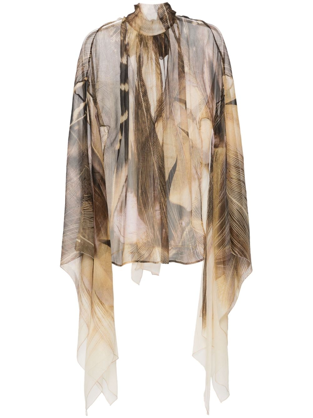 Roberto Cavalli wide-sleeves sheer shirt - Brown von Roberto Cavalli