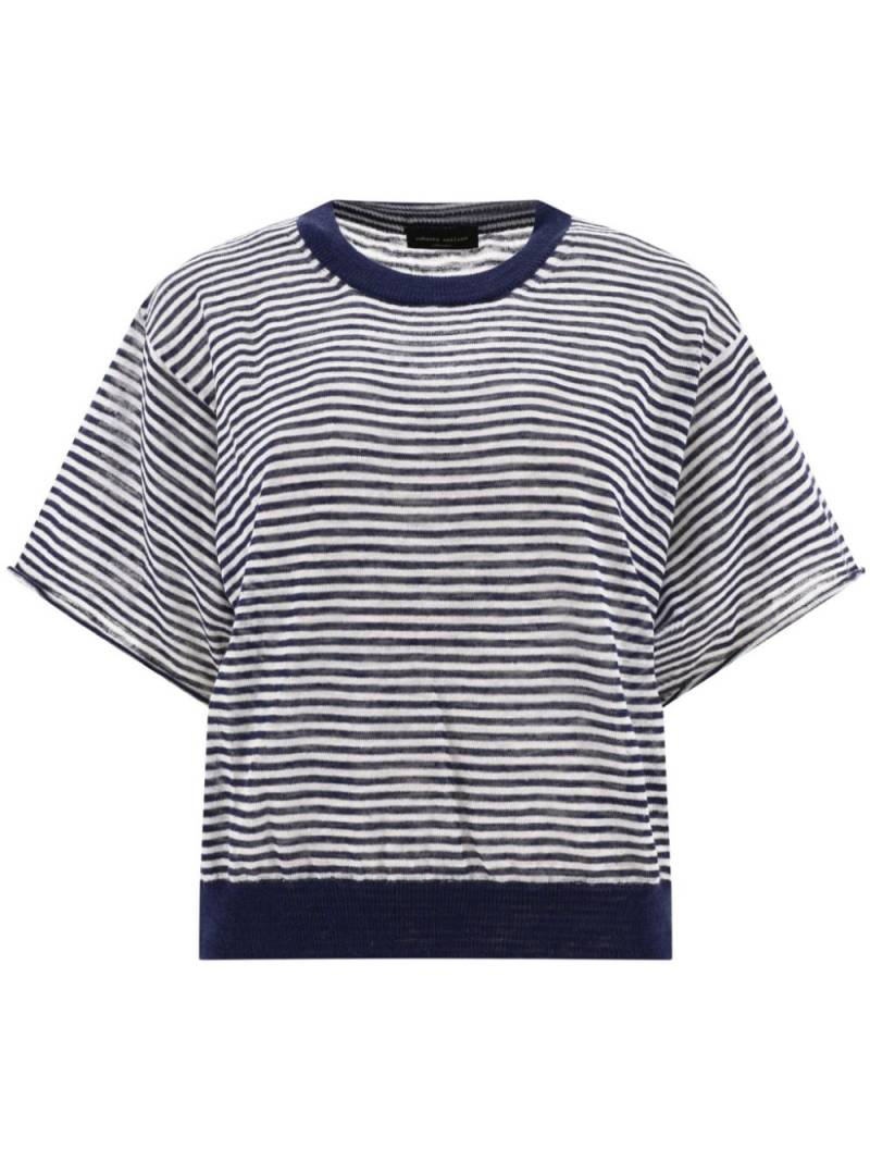 Roberto Collina fine-knit striped top - Blue von Roberto Collina