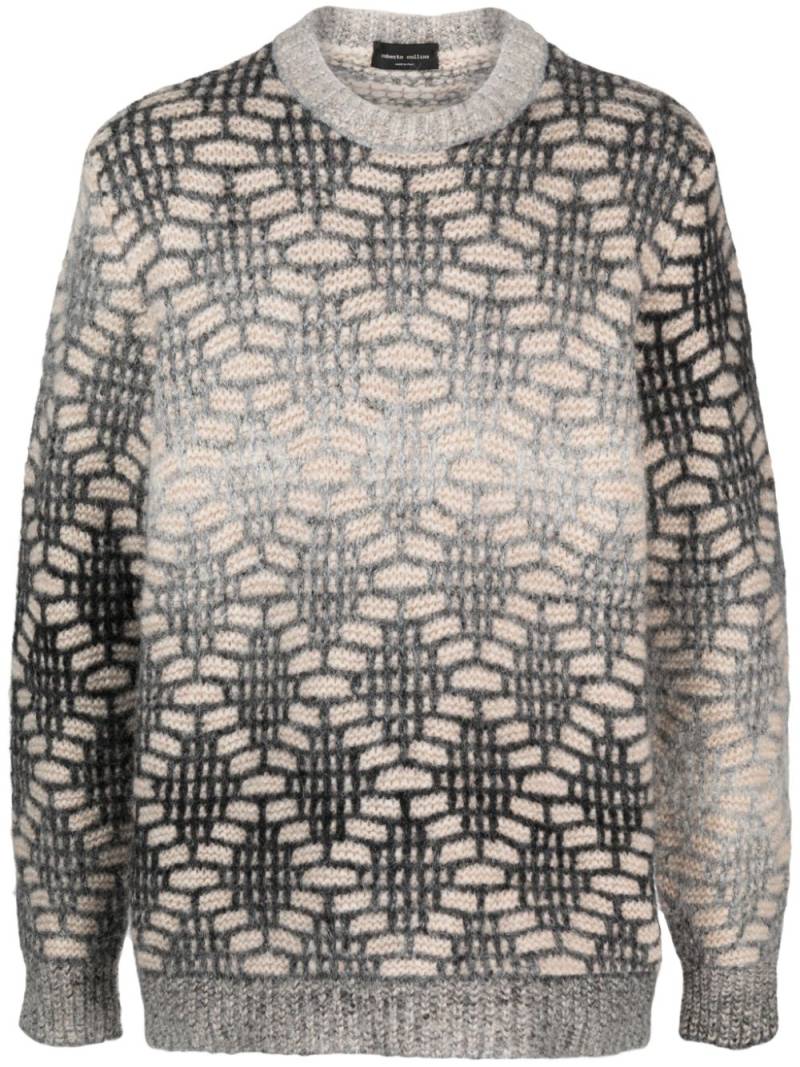 Roberto Collina jacquard crew-neck jumper - Grey von Roberto Collina