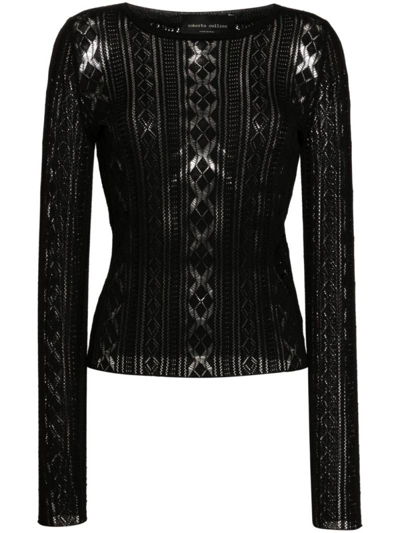 Roberto Collina pointelle-knit cotton jumper - Black von Roberto Collina