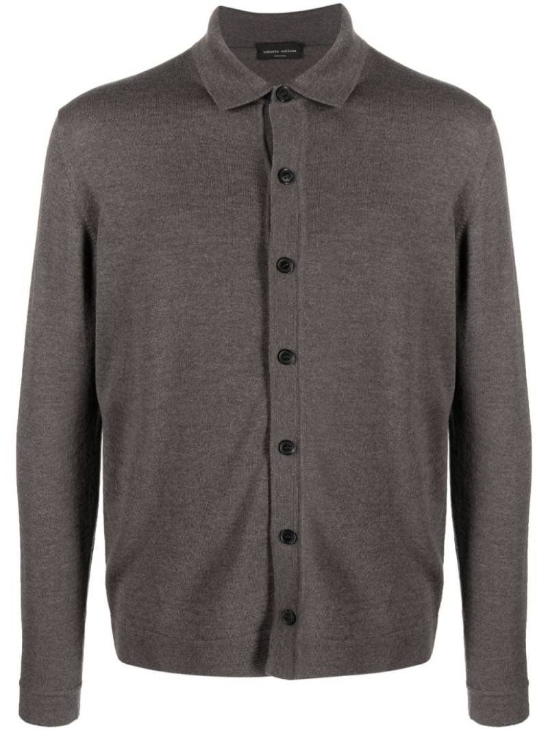 Roberto Collina polo-collar merino wool cardigan - Brown von Roberto Collina