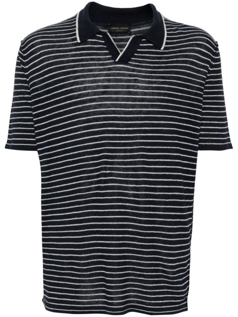 Roberto Collina striped knitted polo shirt - Blue von Roberto Collina