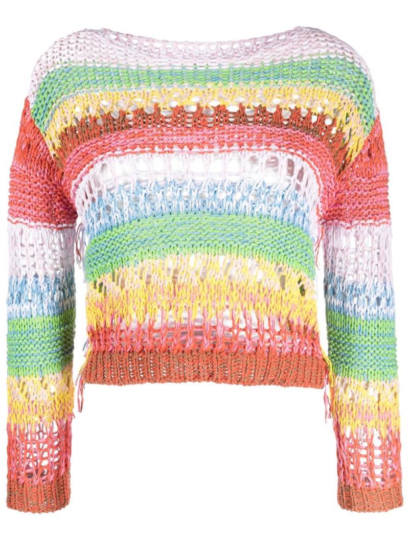 Roberto Collina striped open-knit jumper - Green von Roberto Collina