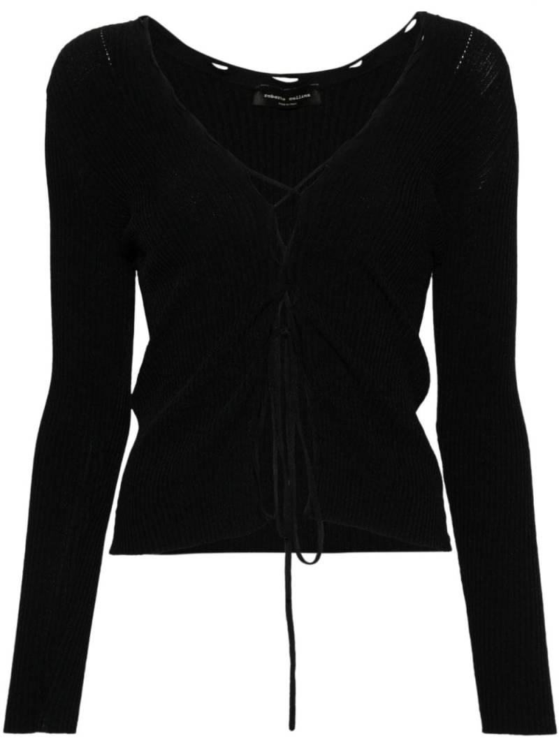 Roberto Collina tie-fastening ribbed-knit top - Black von Roberto Collina