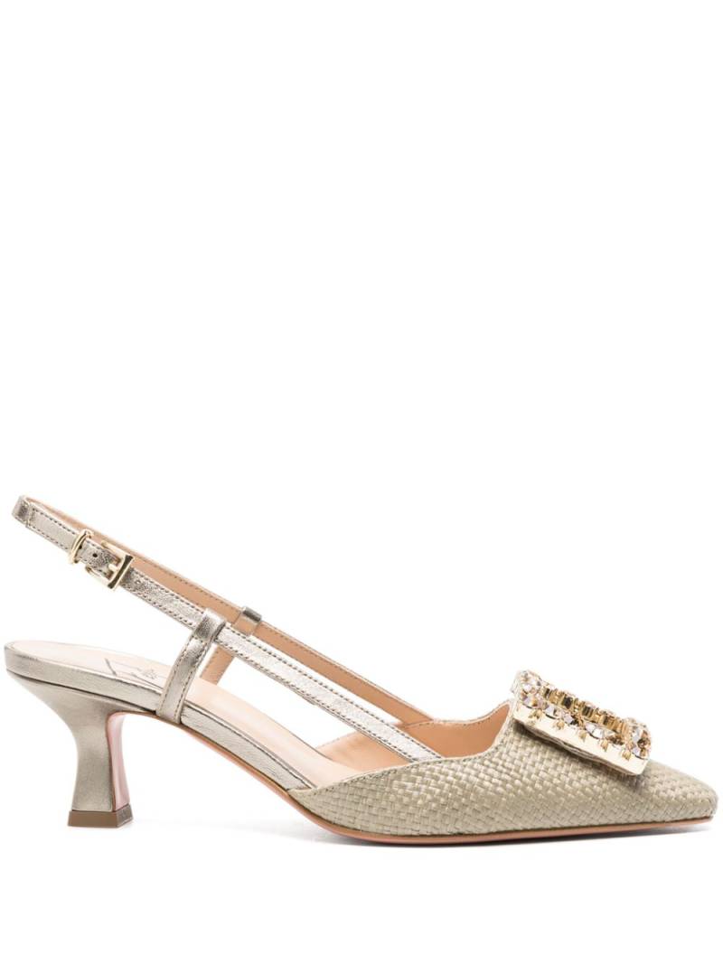 Roberto Festa Stefy 50mm woven-raffia pumps - Brown von Roberto Festa