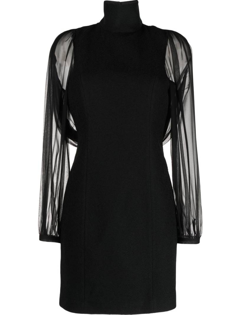 Rochas bouclé sheer-sleeves dress - Black von Rochas