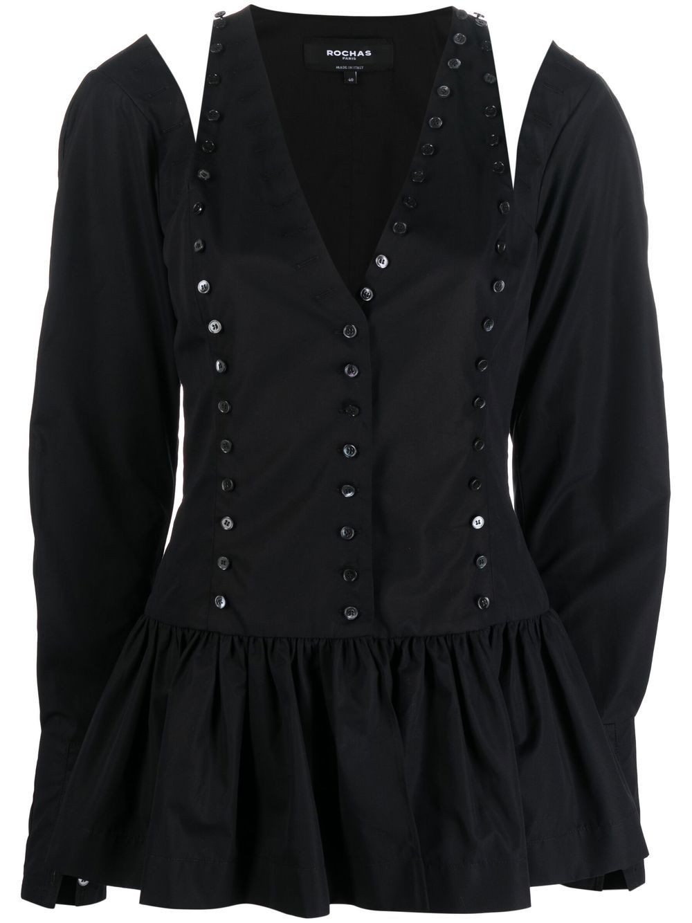 Rochas buttoned-up V-neck blouse - Black