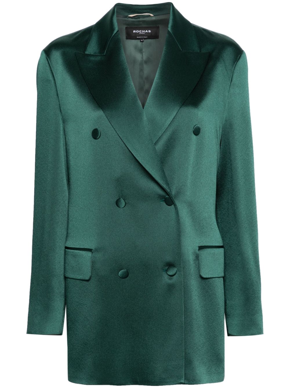 Rochas double-breasted satin blazer - Green von Rochas