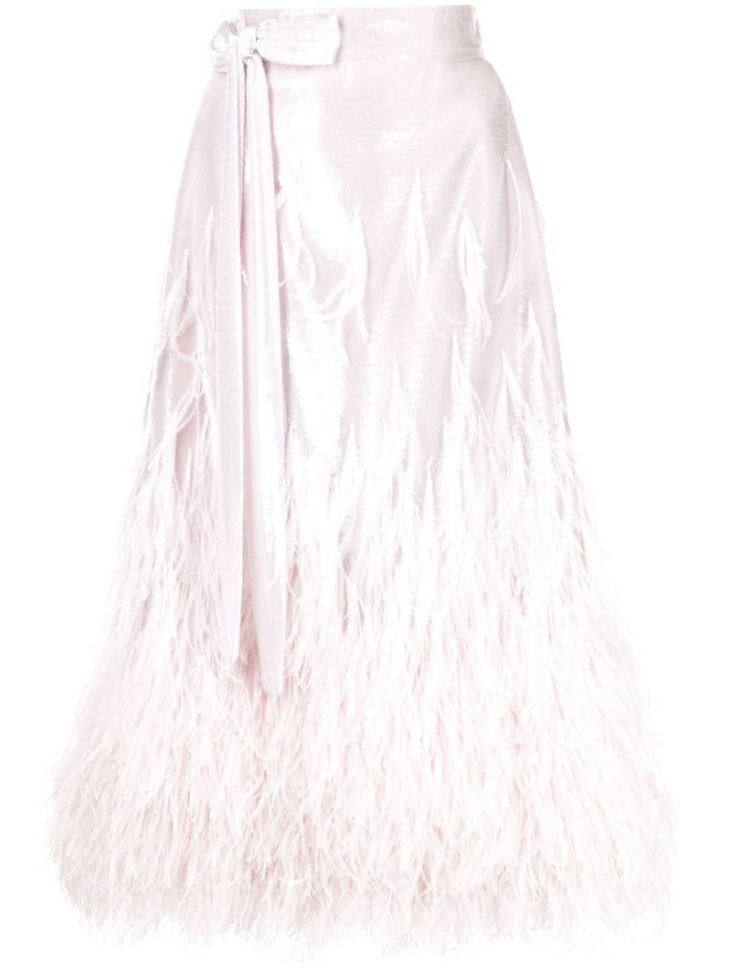 Rochas feather-embellished bow detail skirt - Pink von Rochas