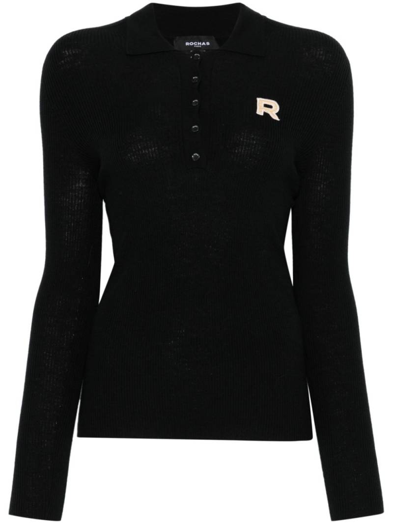 Rochas logo-patch polo top - Black von Rochas