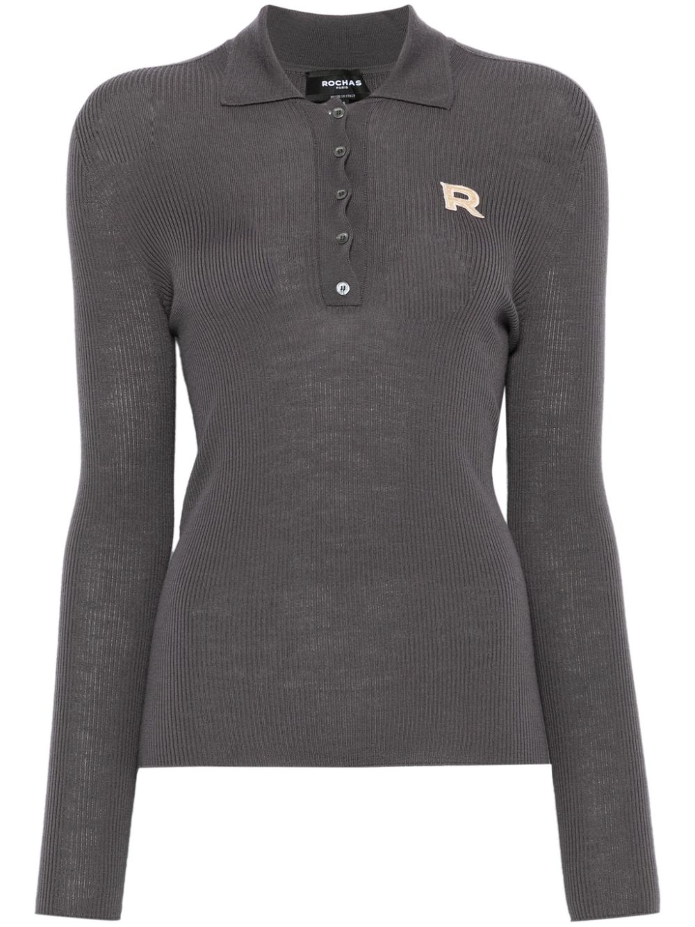 Rochas logo-patch polo top - Grey von Rochas