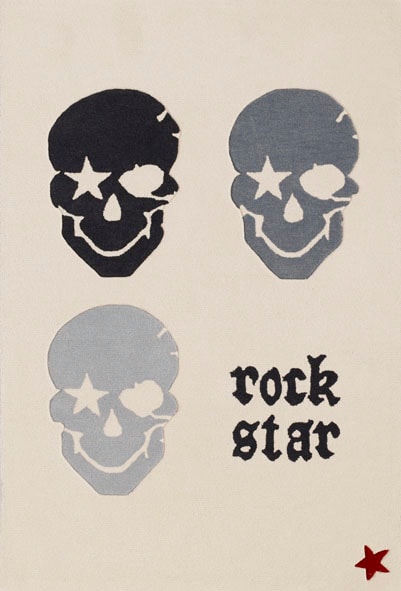 Rock STAR Baby Kinderteppich »RS2383-2 Totenkopf«, rechteckig, 15 mm Höhe, handgearbeiteter Konturenschnitt, Obermaterial: 100% Polyacryl von Rock STAR Baby