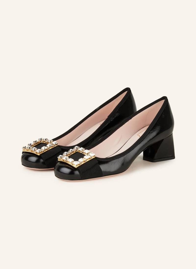 Roger Vivier Lack-Pumps Très Vivier Mit Schmucksteinen schwarz von Roger Vivier