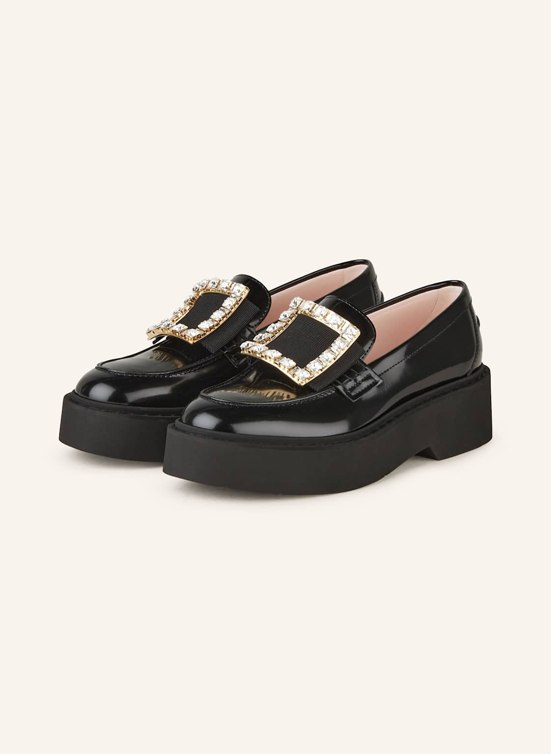 Roger Vivier Plateau-Loafer Viv‘ Rangers Mit Schmucksteinen schwarz von Roger Vivier