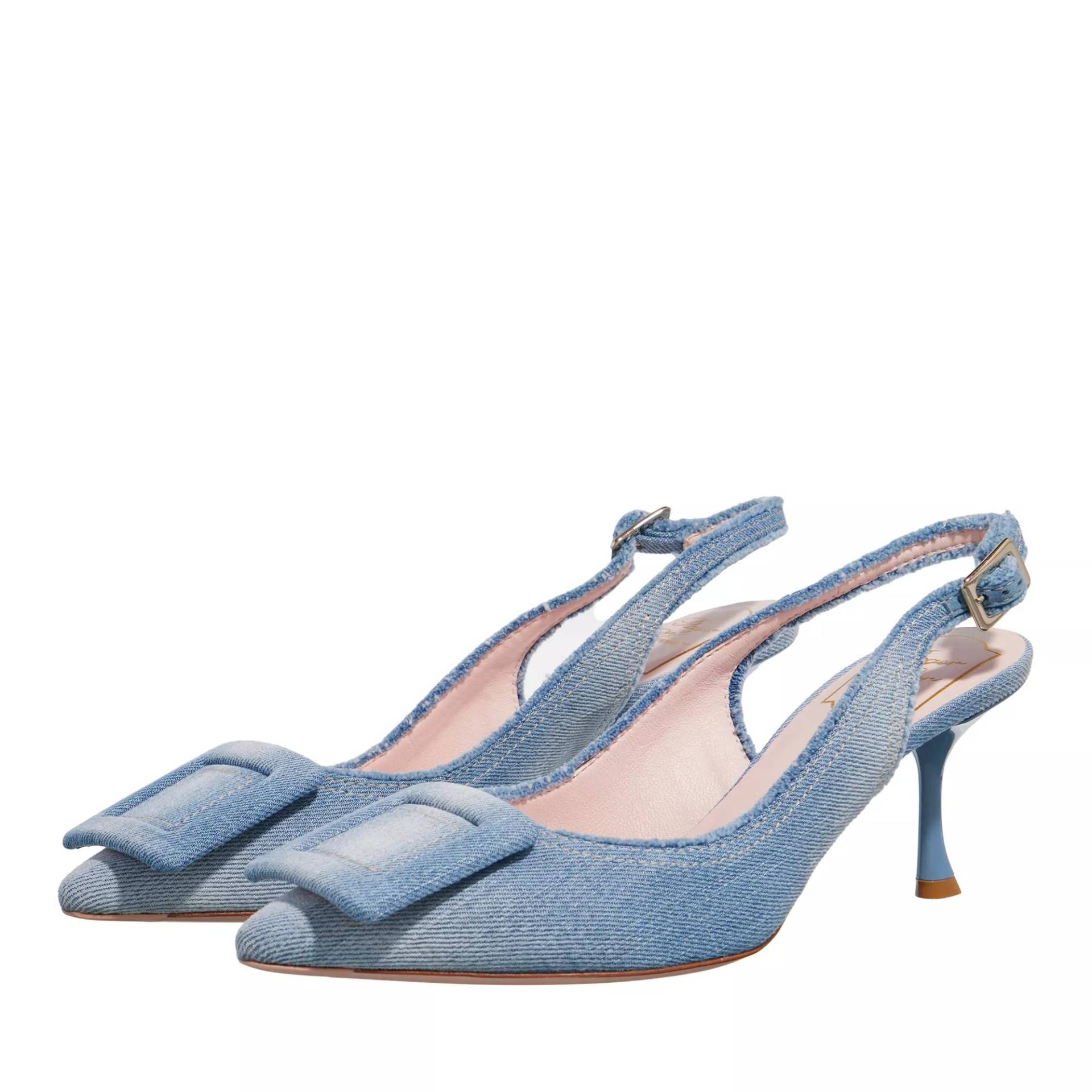 Roger Vivier Pumps & High Heels - Fringed Covered Buckle Slingsback Pumps - Gr. 39 (EU) - in Blau - für Damen von Roger Vivier