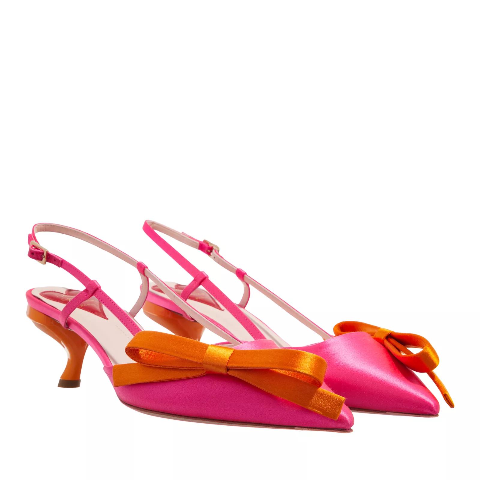 Roger Vivier Sandalen - Fuchsia Satin Slingsback Virgule With Bow - Gr. 37 (EU) - in Orange - für Damen von Roger Vivier