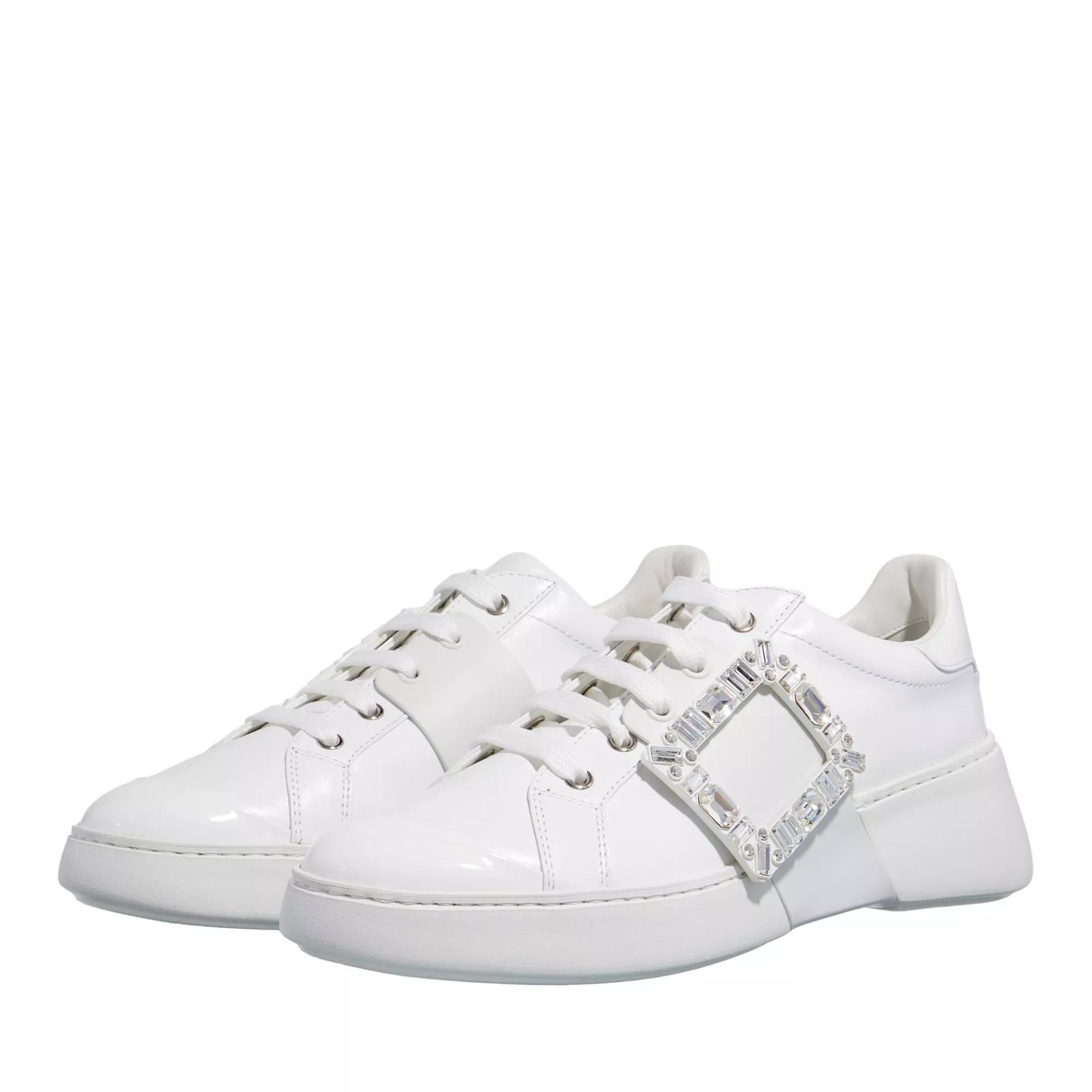 Roger Vivier Sneakers - Viv´ Skate Strass Buckle Sneakers In Soft Leather - Gr. 40 (EU) - in Weiß - für Damen von Roger Vivier