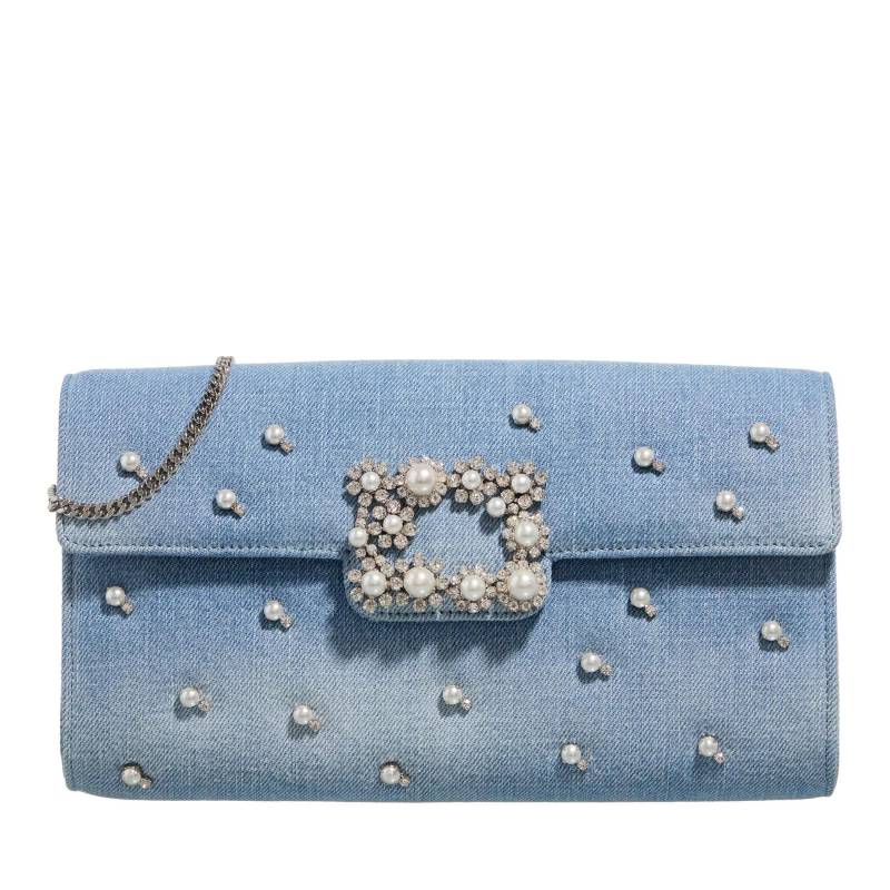 Roger Vivier Umhängetasche - Flower Strass Pearl Buckle Clutch Bag - Gr. unisize - in Blau - für Damen von Roger Vivier