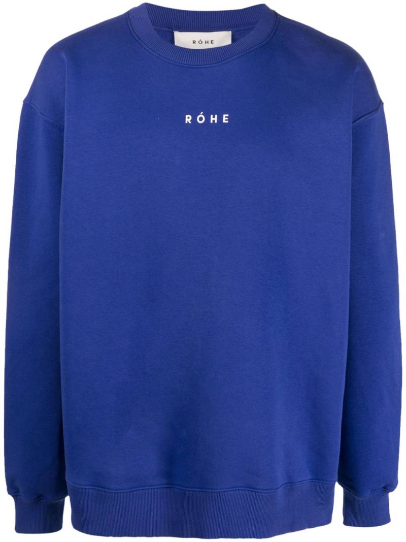 Róhe logo-print long-sleeved sweatshirt - Blue von Róhe