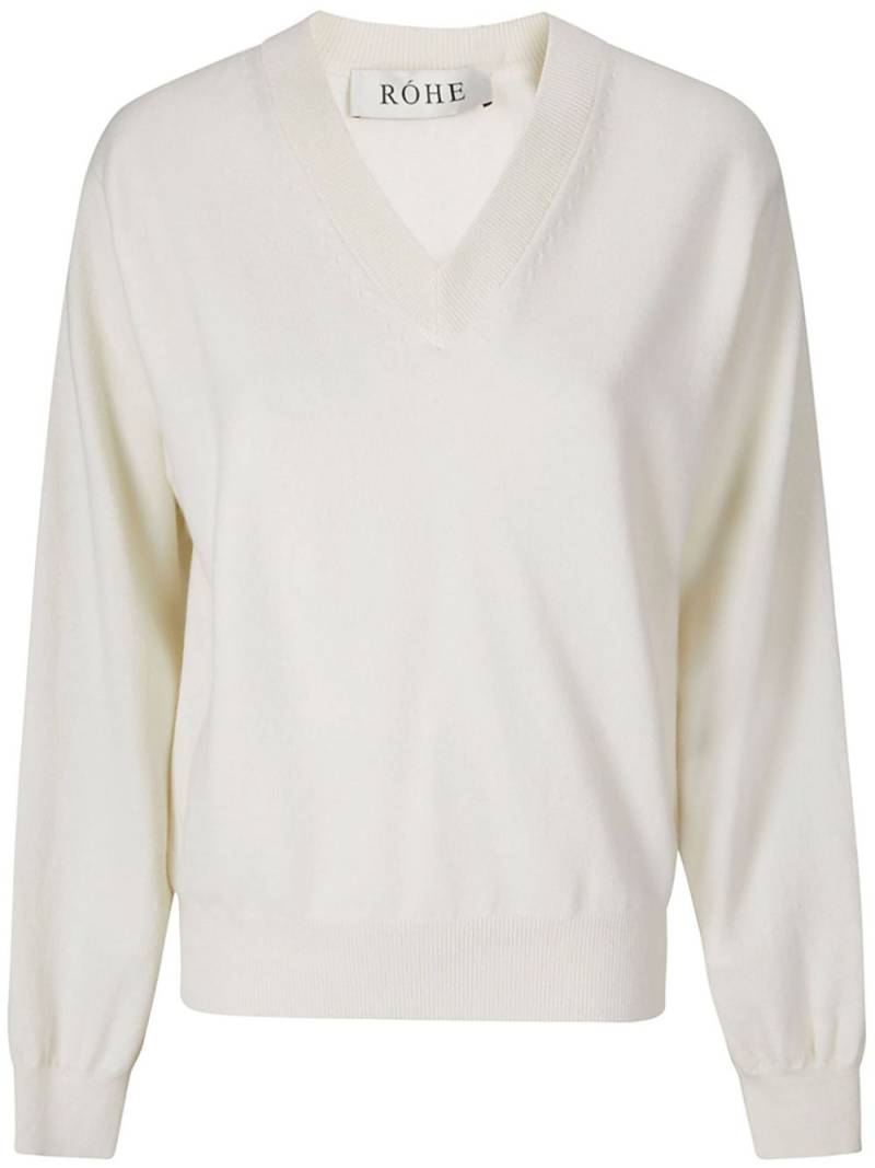 Róhe ribbed V-neck jumper - White von Róhe